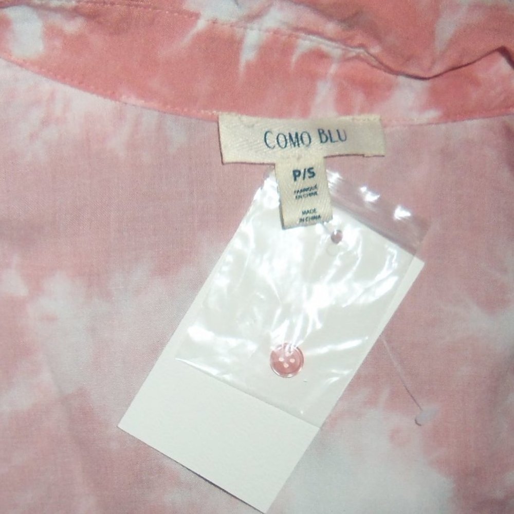 NWT Como Blu Tie Dye Pink Button Down Top Shirt - Women’s S/P - Picture 8 of 11